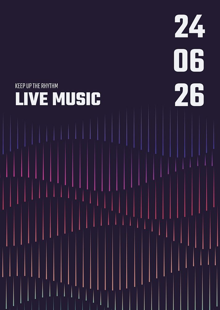 Music concert poster template psd with sound wave graphics for advertisement