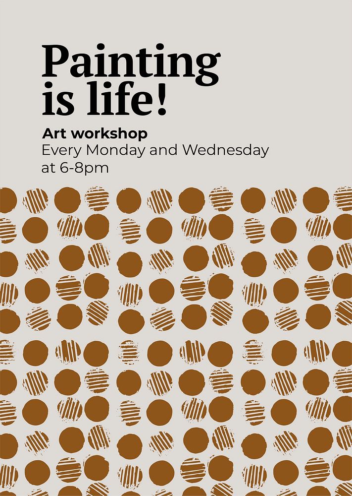 Art workshop poster template vector in block print theme