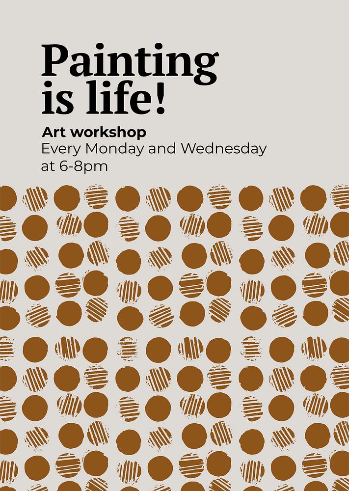 Art workshop poster template psd in block print theme