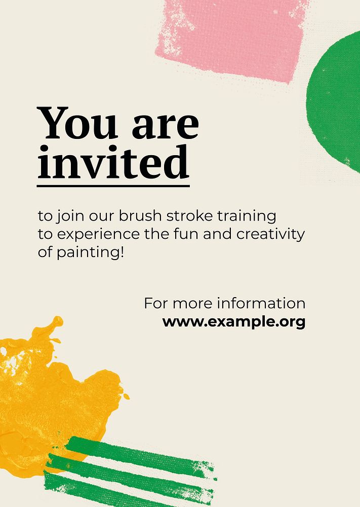 Art workshop poster template psd with paint stamp theme