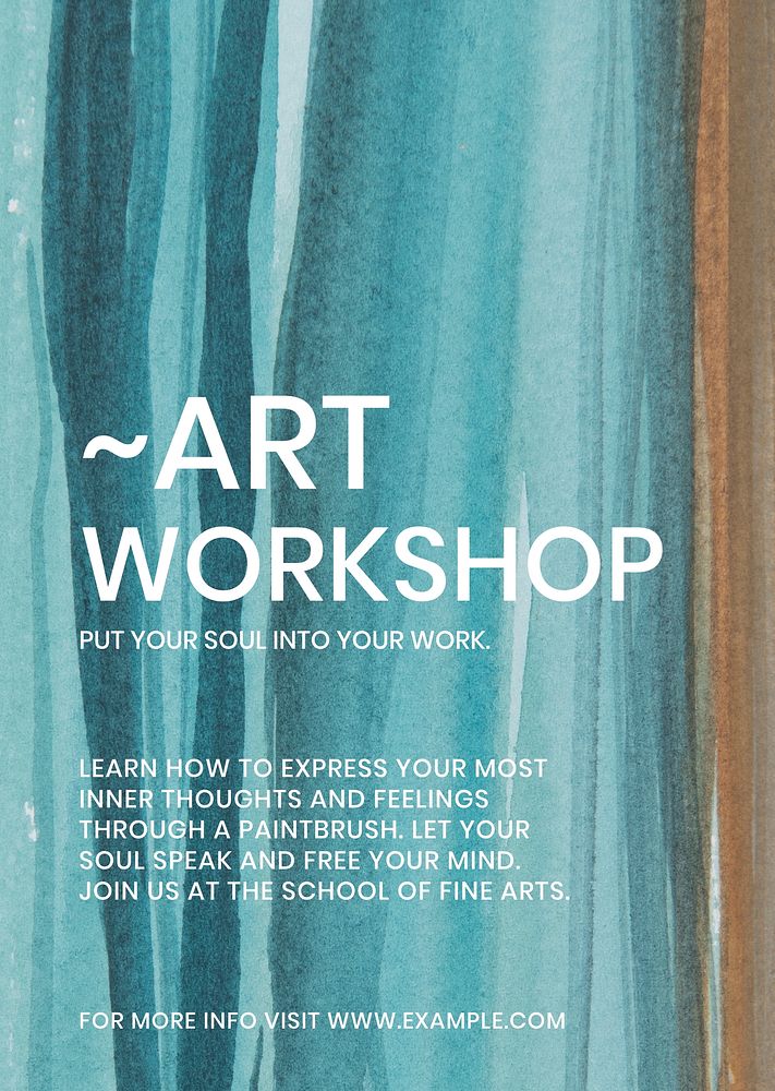Art workshop watercolor template vector aesthetic ad poster