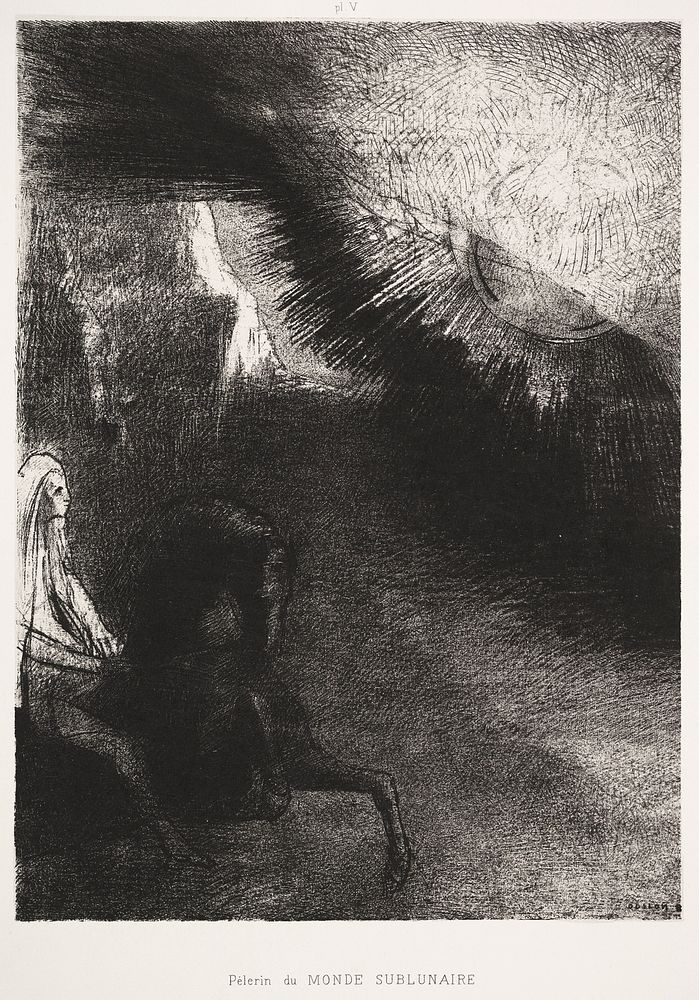 Pilgrim of the Sublunary World (1891) by Odilon Redon. Original from the National Gallery of Art. Digitally enhanced by…