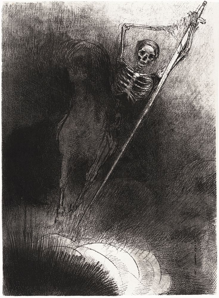 And His Name That Sat on Him Was Death (1899) by Odilon Redon. Original from the National Gallery of Art. Digitally enhanced…