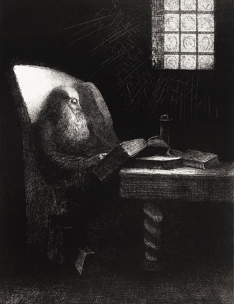 The Reader (1892) by Odilon Redon. Original from the National Gallery of Art. Digitally enhanced by rawpixel.