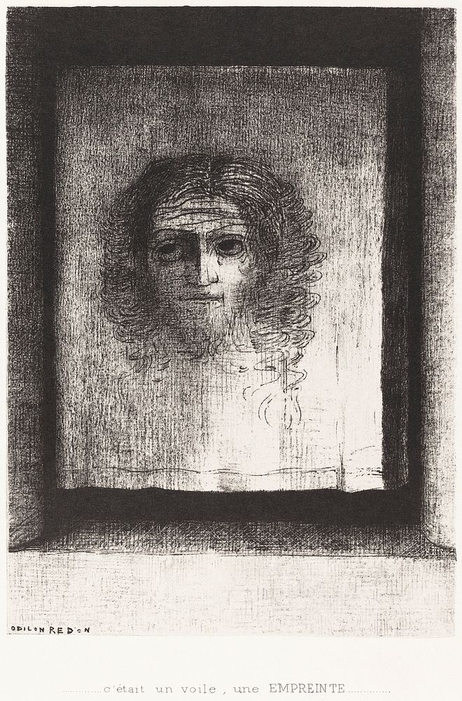 It Was a Veil, an Imprint (1891) by Odilon Redon. Original from the National Gallery of Art. Digitally enhanced by rawpixel.