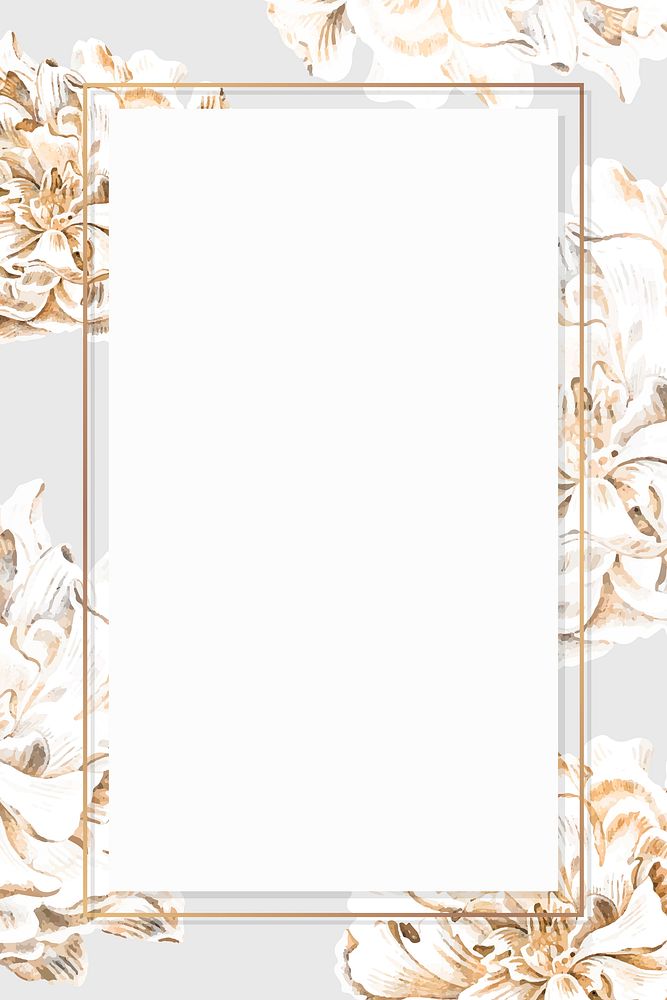 Golden floral peony frame vector