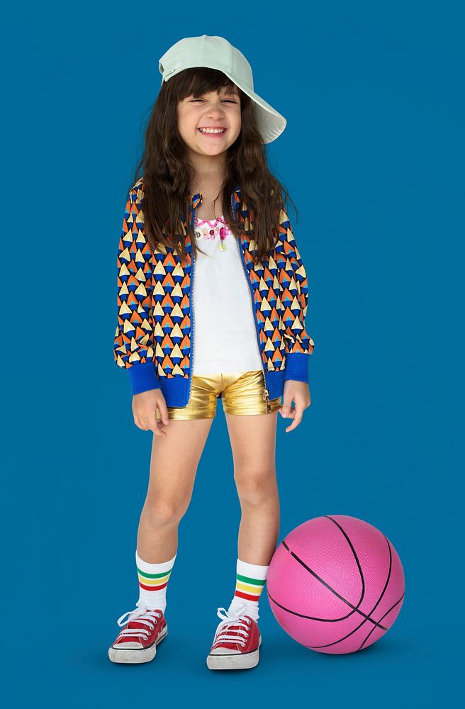 Little Girl Smiling Happiness Basketball Sport Portrait