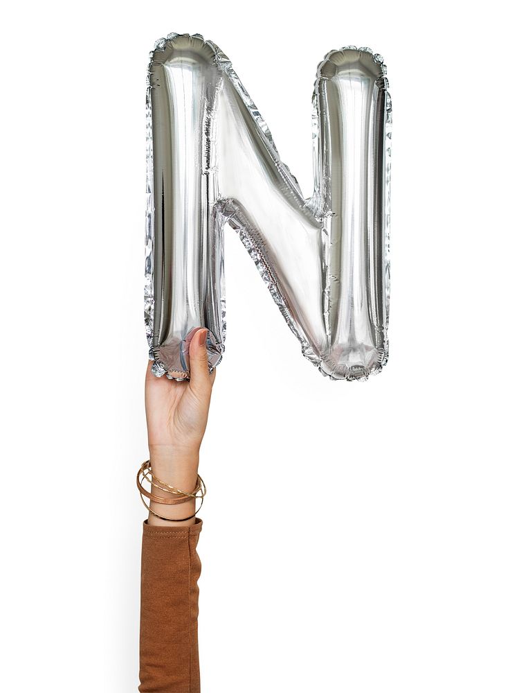Capital letter N silver balloon