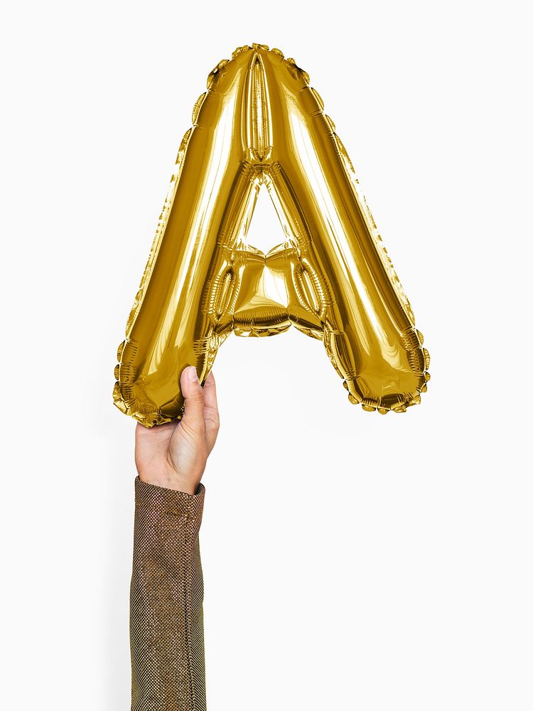 Hand holding capital letter A balloon