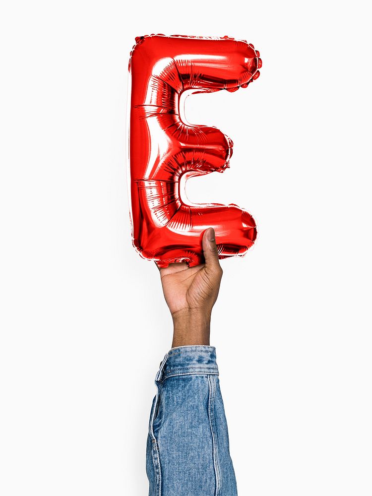 Capital letter E red balloon