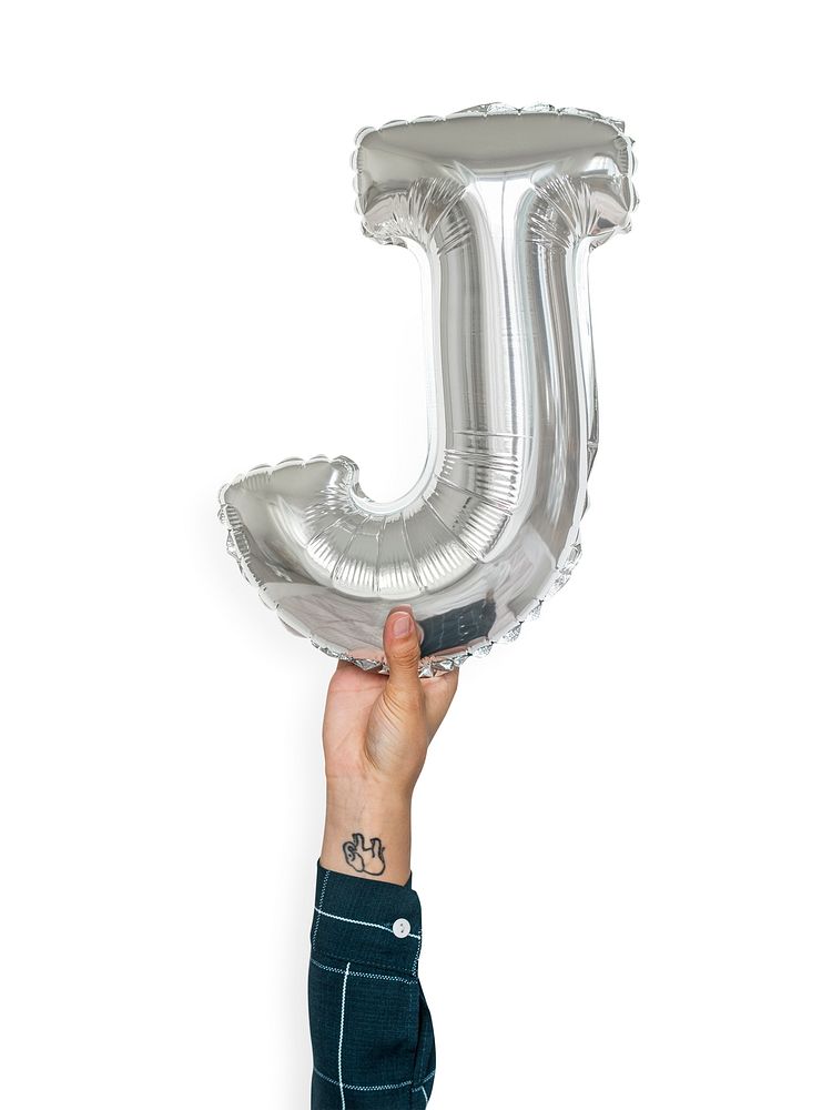Capital letter J silver balloon