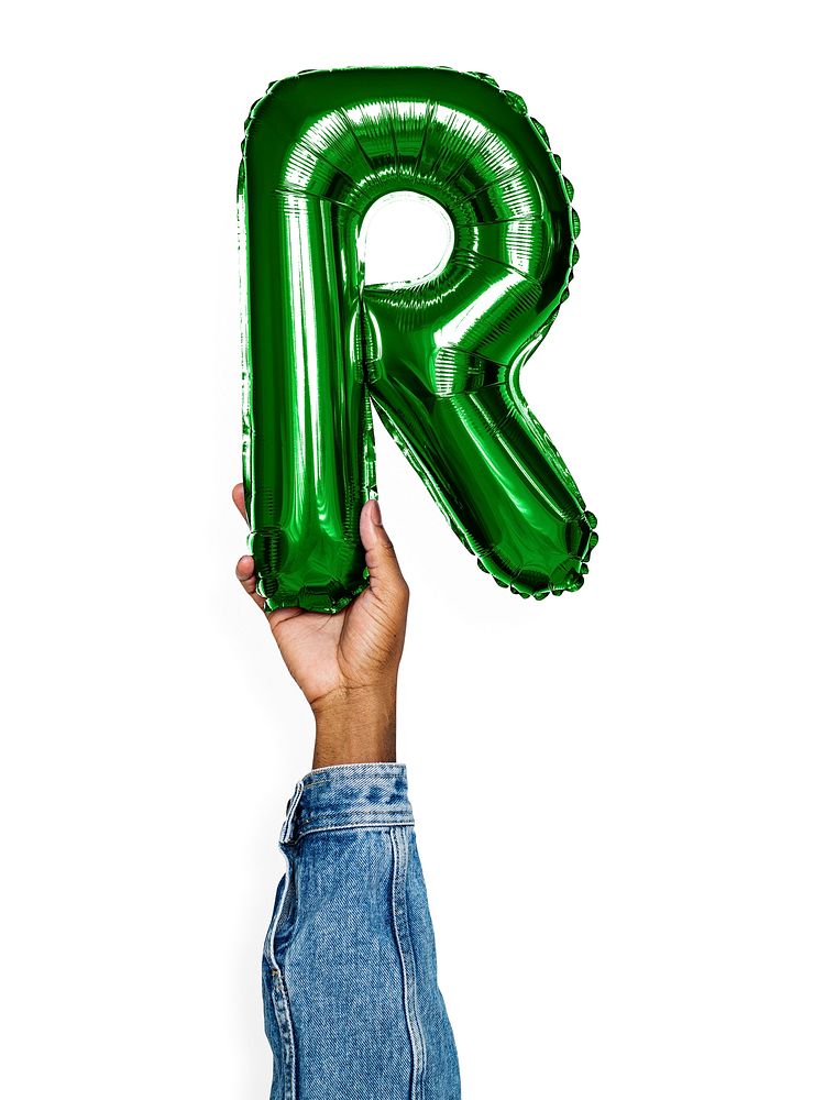 Capital letter R green balloon