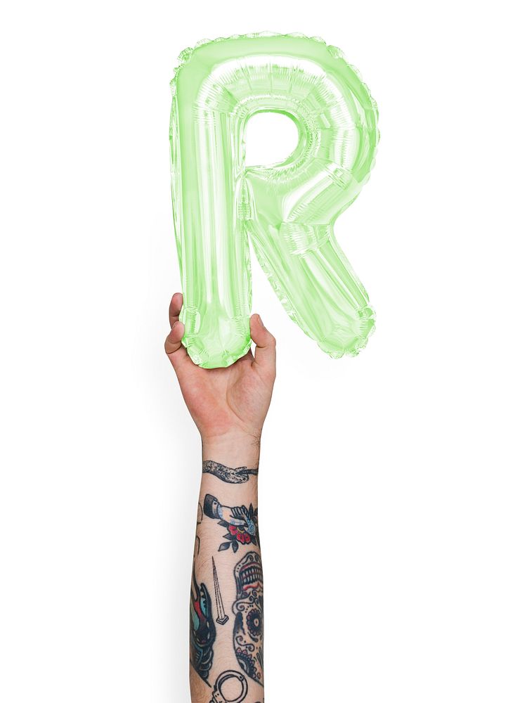 Capital letter R green balloon