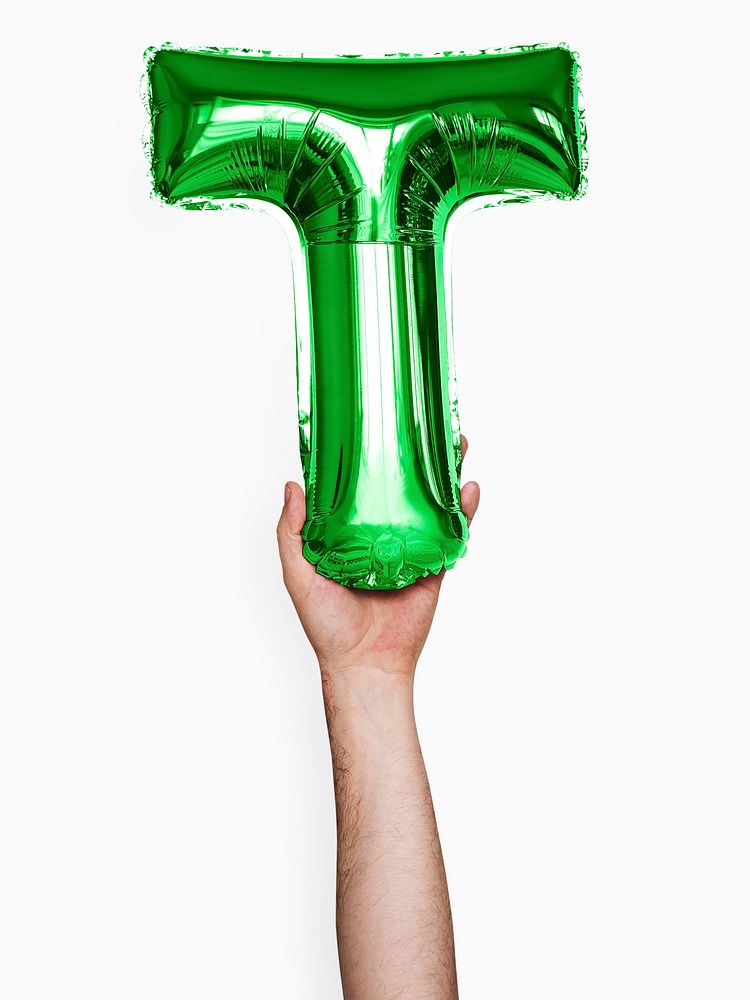 Capital letter T green balloon