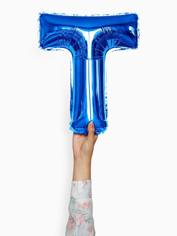 Capital letter T blue balloon