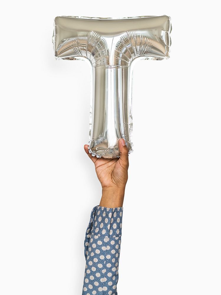 Capital letter T silver balloon