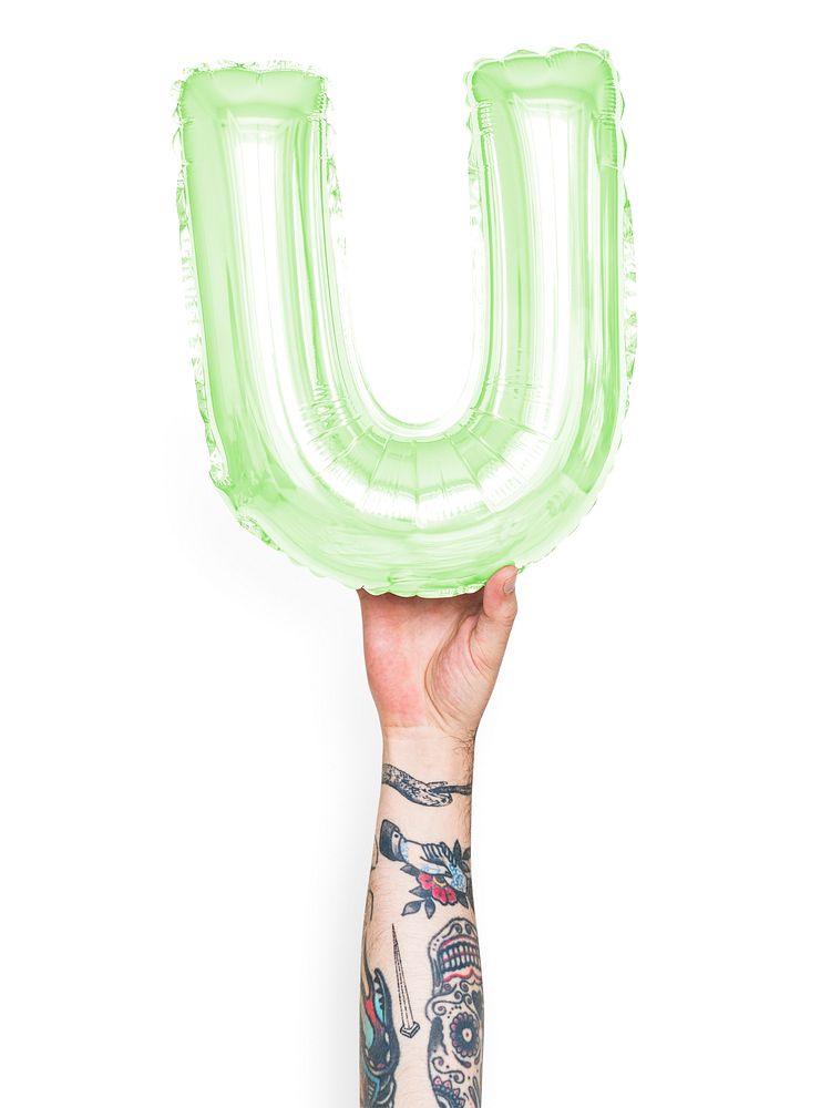 Capital letter U green balloon