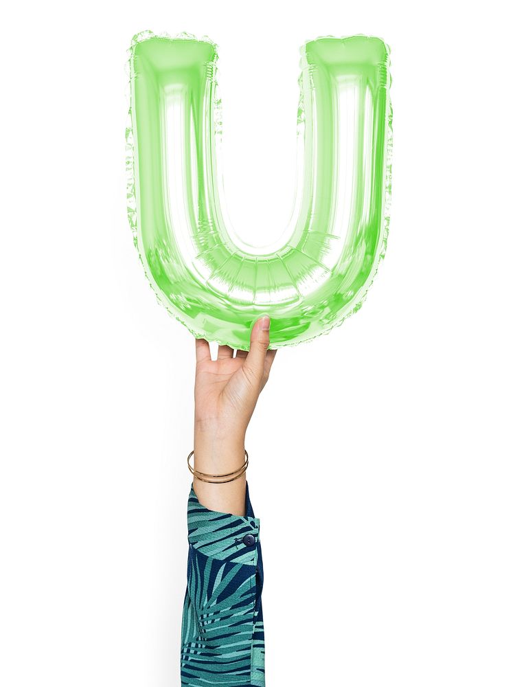 Capital letter U green balloon