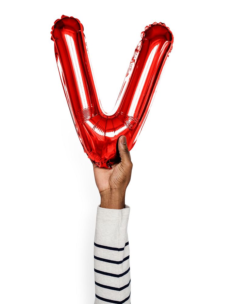 Capital letter V red balloon