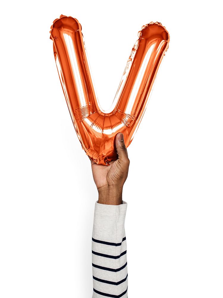 Capital letter V orange balloon