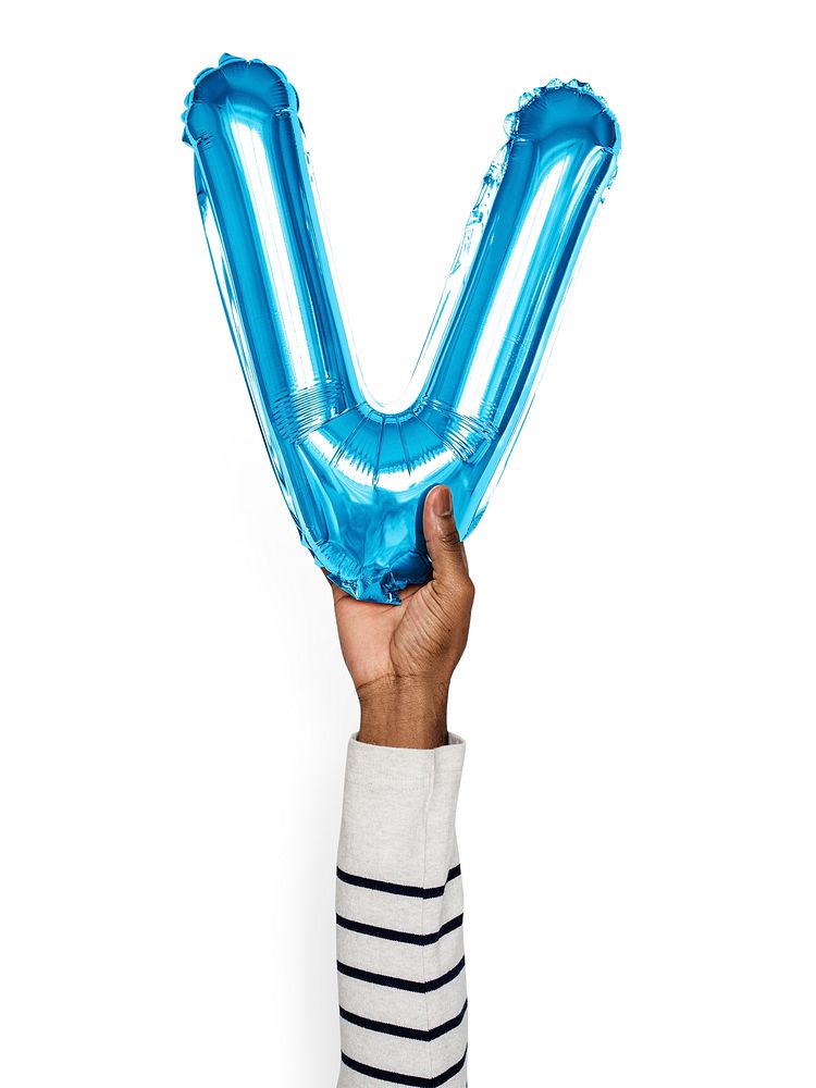 Capital letter V blue balloon