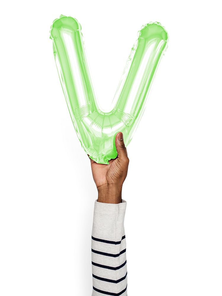 Capital letter V green balloon