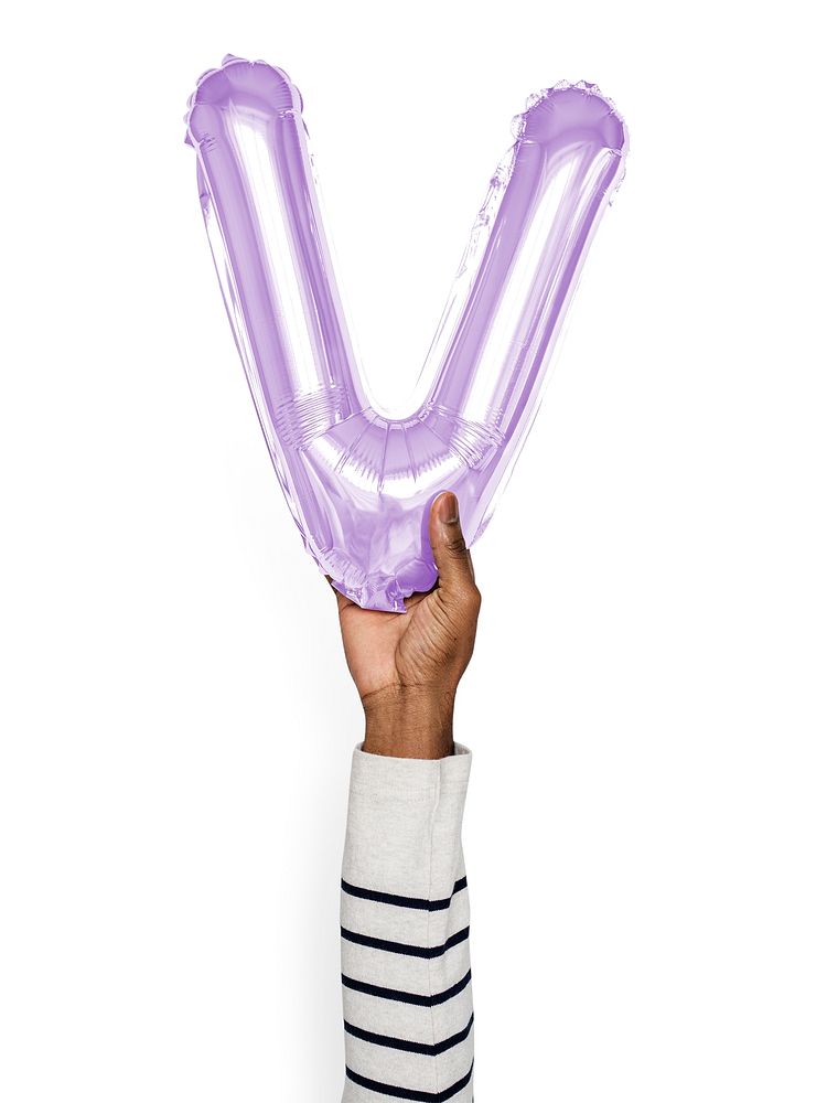 Capital letter V purple balloon