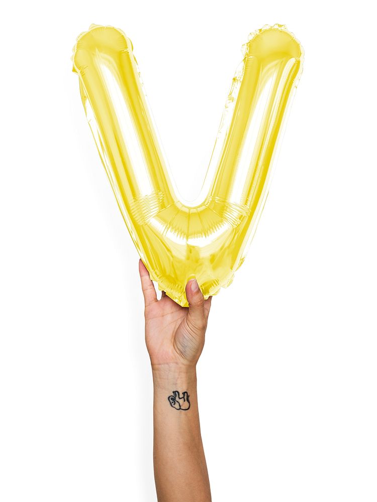 Capital letter V yellow/gold balloon