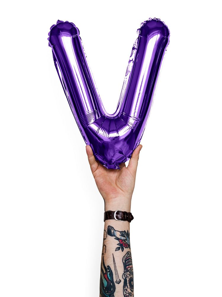 Capital letter V purple balloon