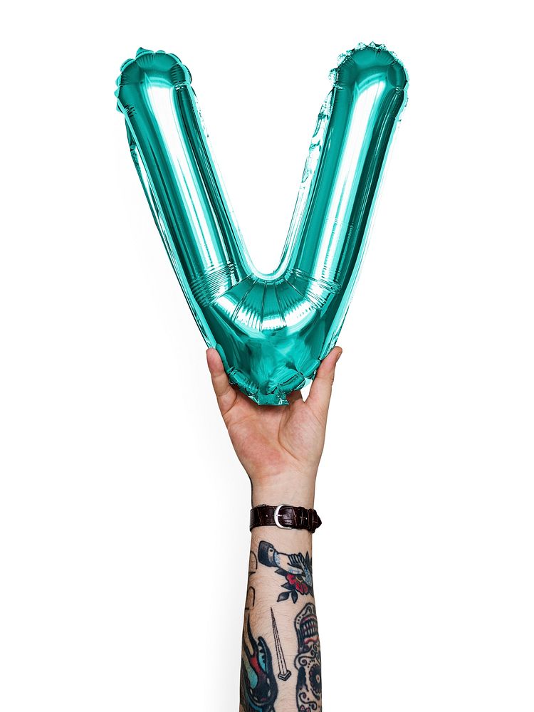 Capital letter V green balloon