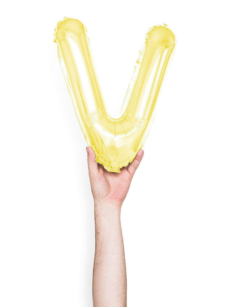 Capital letter V yellow/gold balloon