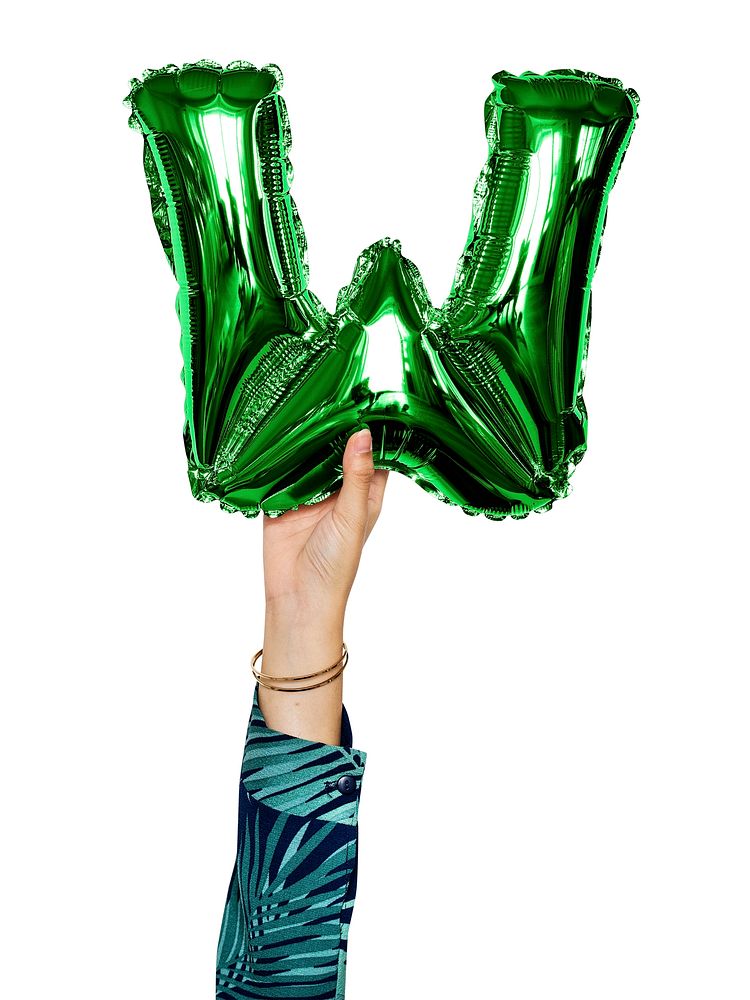 Capital letter W green balloon