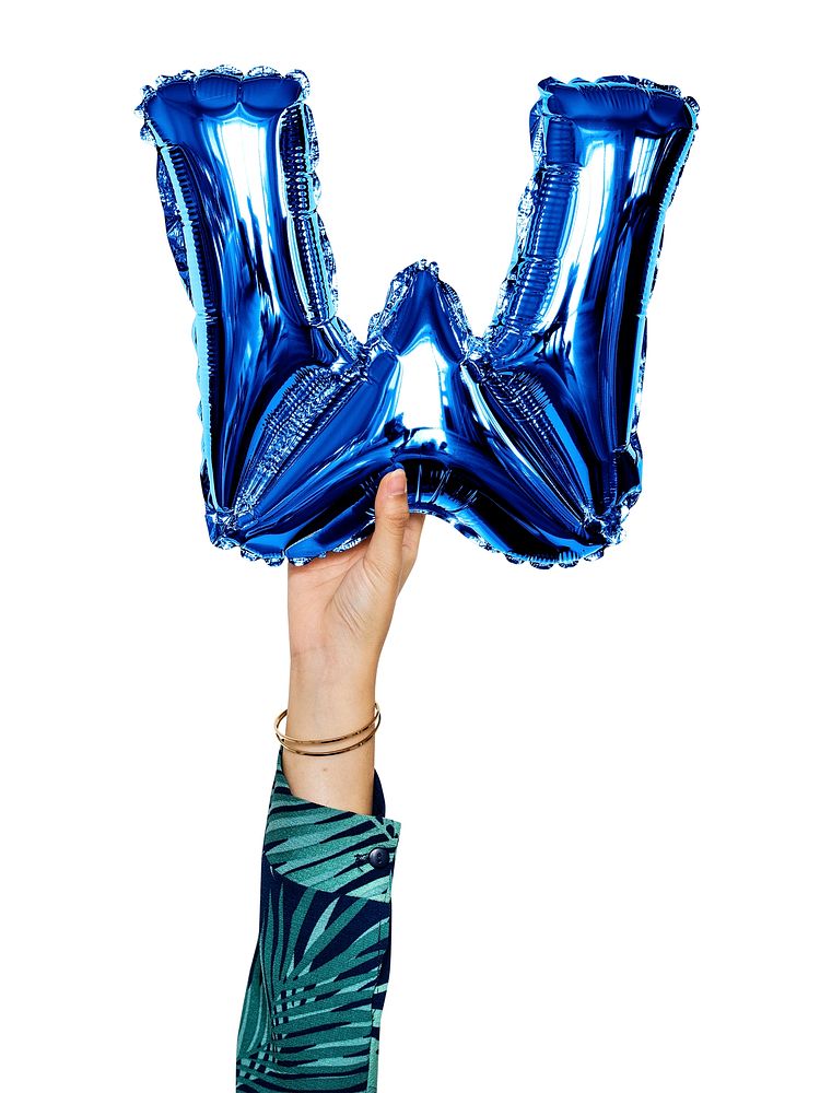 Capital letter W blue balloon