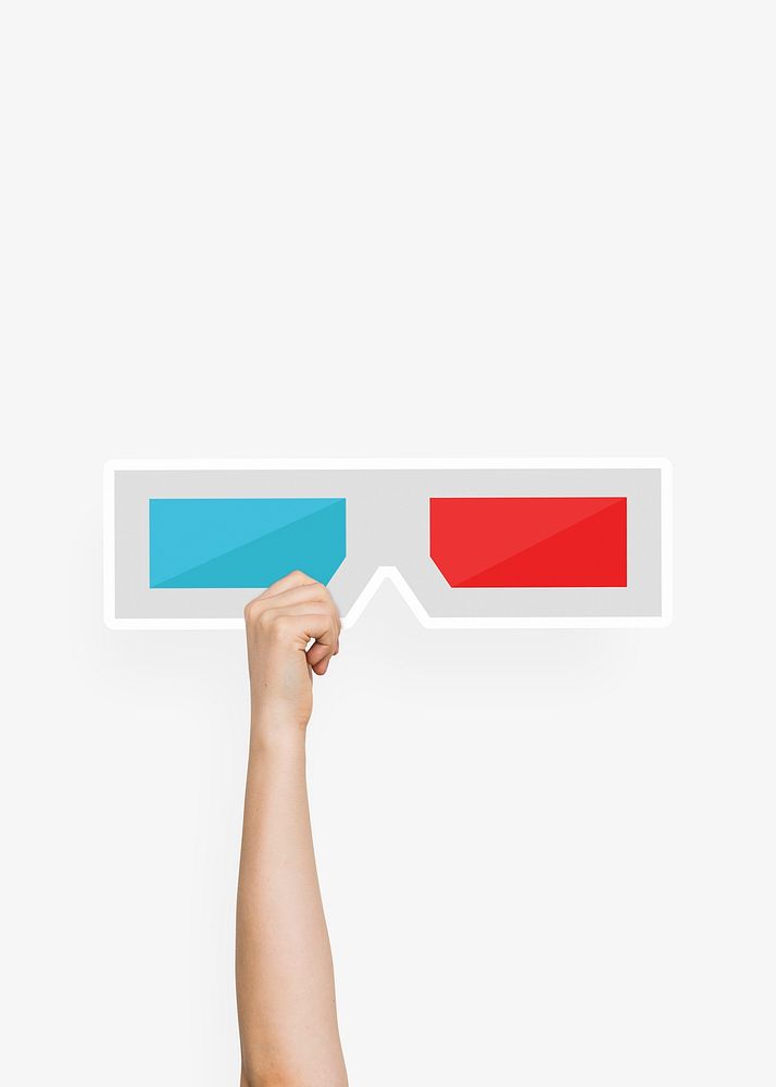 Hand holding a pair of 3D glasses