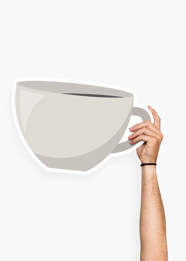 Hand holding a coffee cup cardboard prop