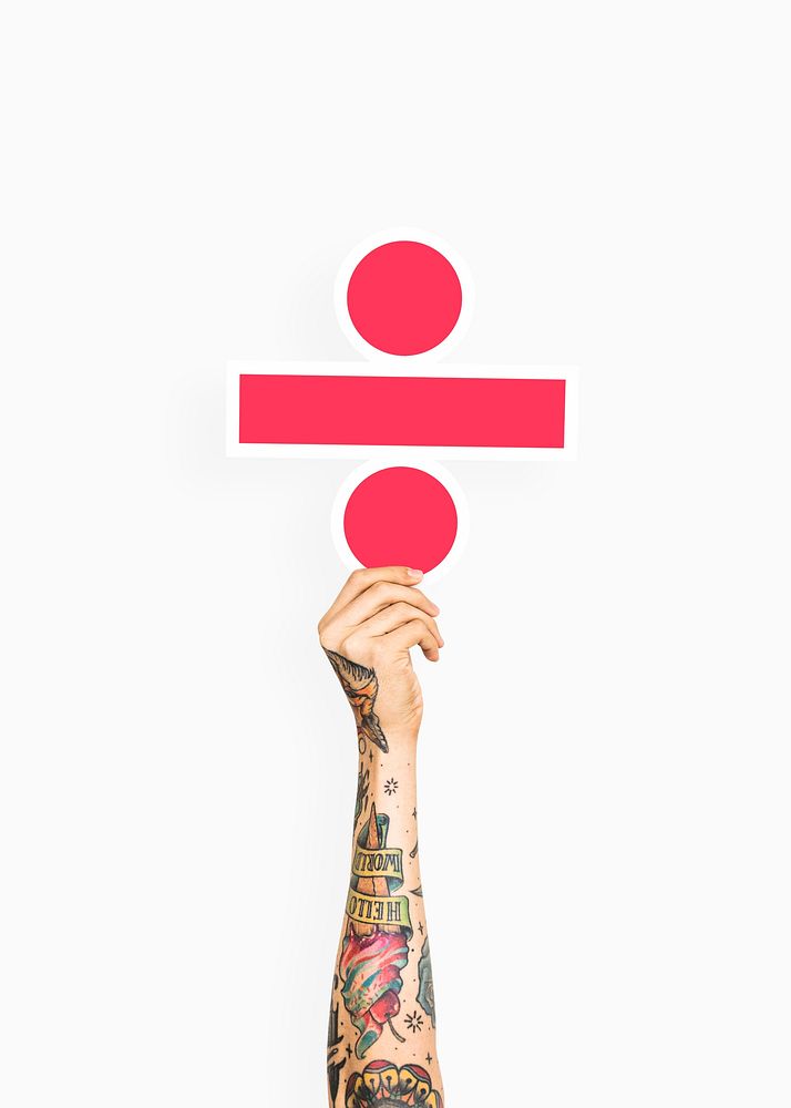 Hand holding a division sign Premium PSD rawpixel