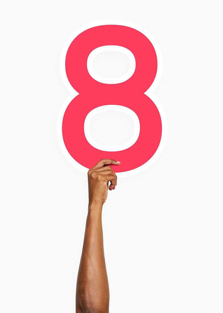 Hand holding number eight sign