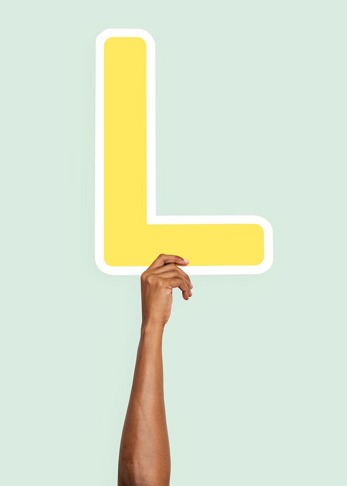 Hand holding letter L sign