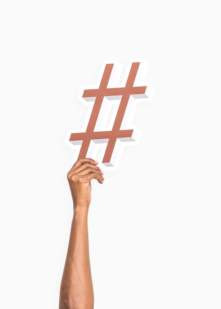 Hands holding a hashtag icon
