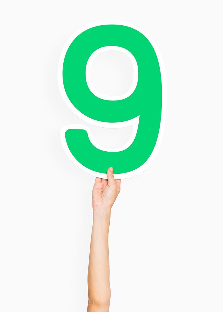 Hand holding number nine sign