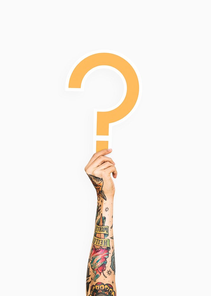 Arm raised and holding Question Mark icon