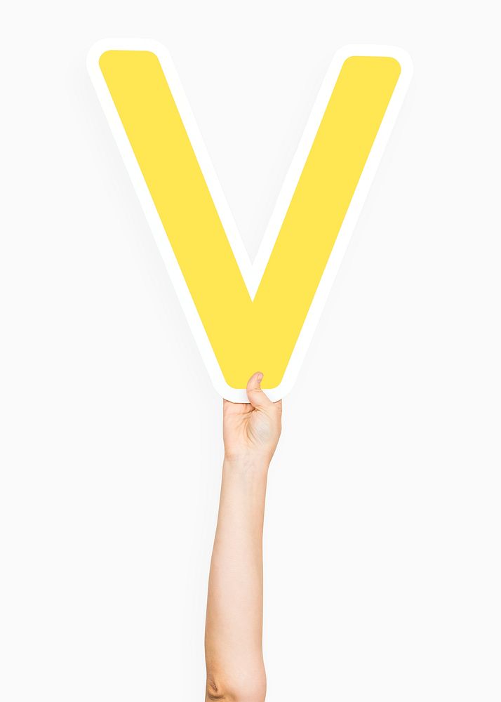 Hand holding letter V sign