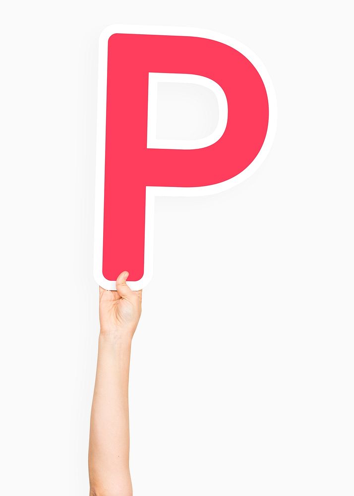 Hand holding letter P sign