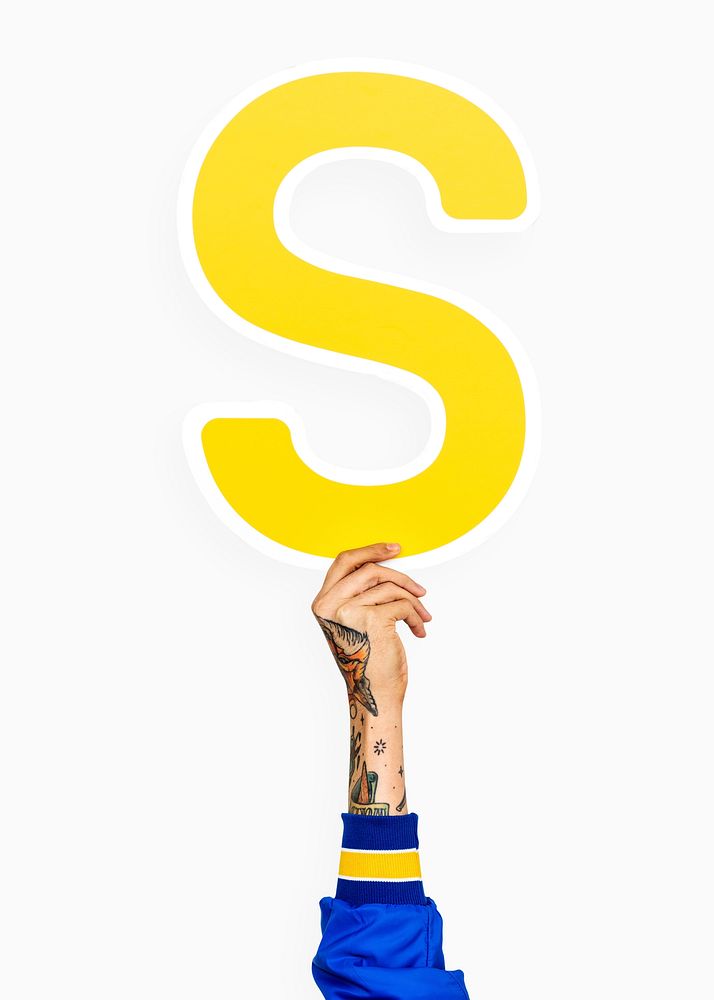 Hand holding letter S sign
