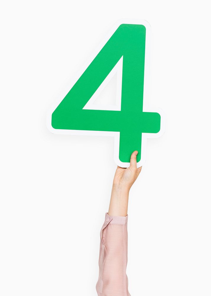 Hand holding number four sign