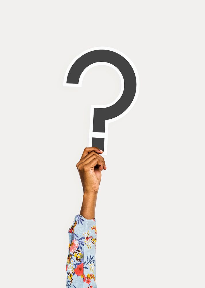 Arm raised and holding Question Mark icon