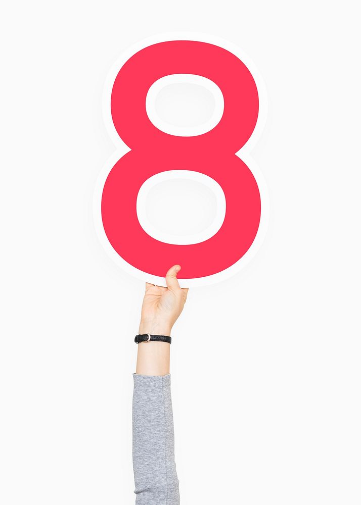 Hand holding number eight sign