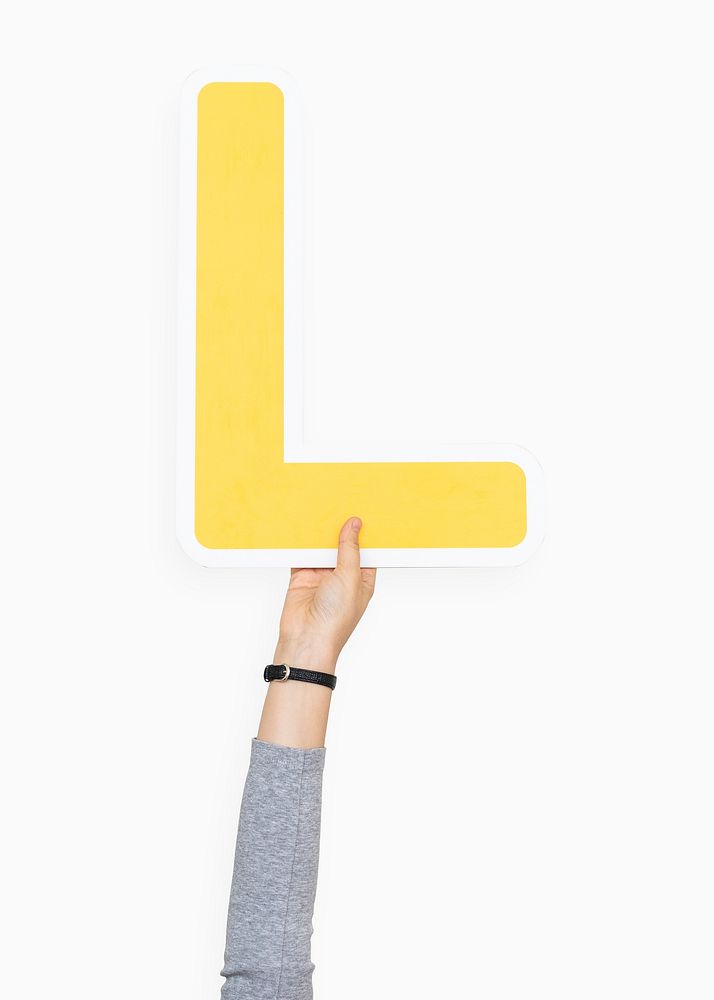 Hand holding letter L sign