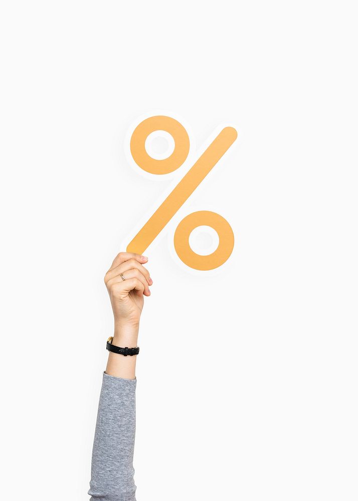 Hands holding a percentage icon