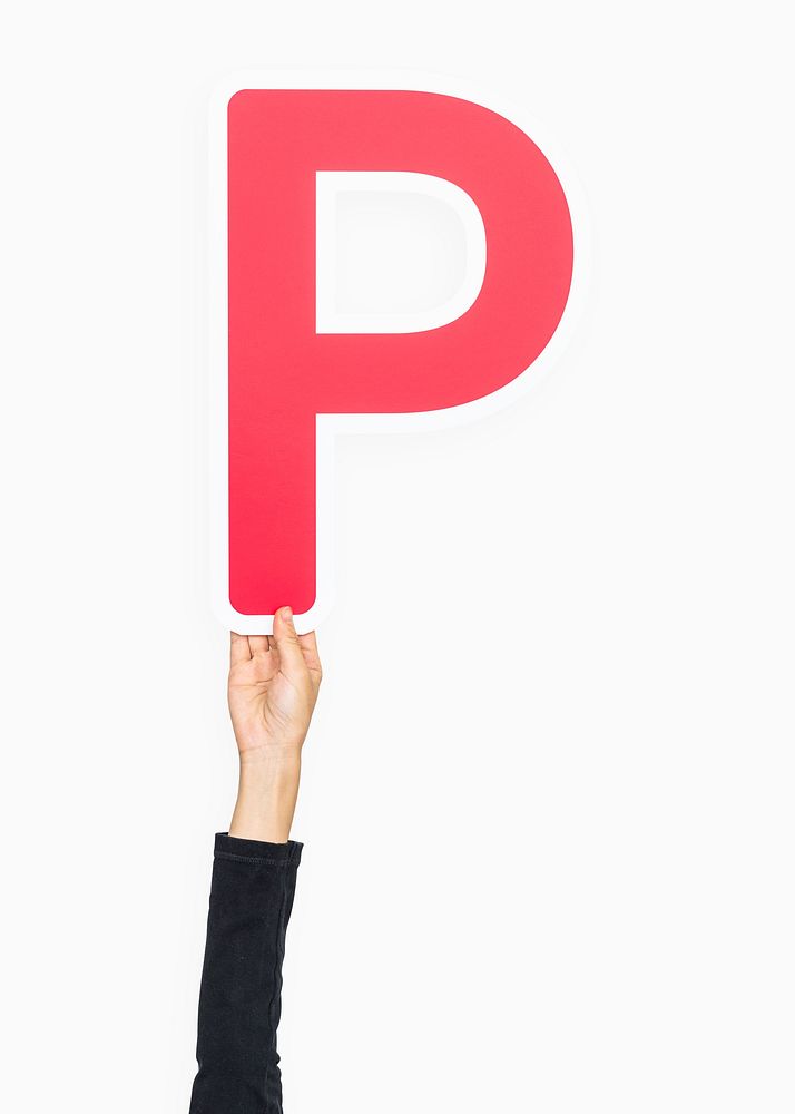 Hand holding letter P sign